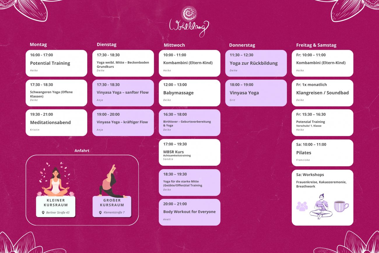 Wohlklang Kursplan - Kursplan Spätsommer (Änderung 23.09.)
